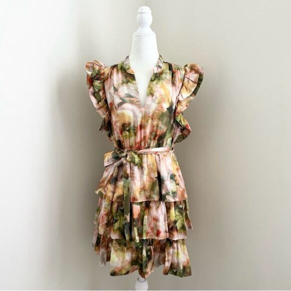 marie oliver - emery dress mini ruffles tie belt tiered skirt floral printed - Picture 2 of 7